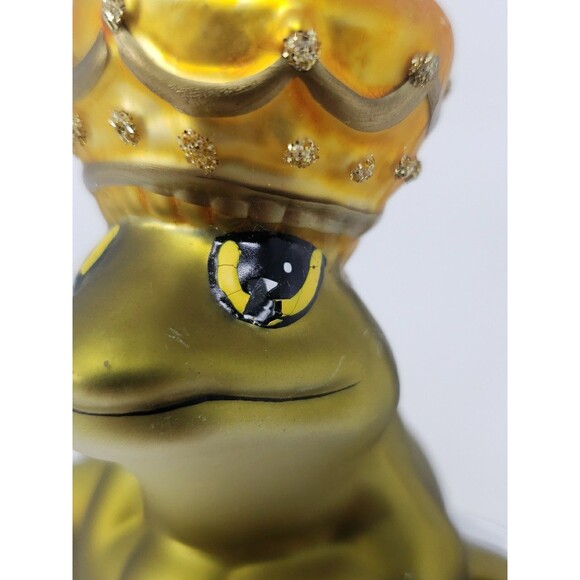 Blown Glass Frog Prince King Christmas Ornament from Fairy Tales Green Gold READ - Picture 8 of 16